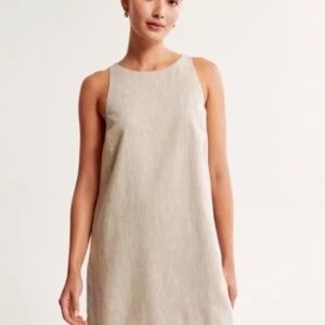 ☀️ Abercrombie & Fitch High-Neck Linen-Blend Mini Dress ☀️